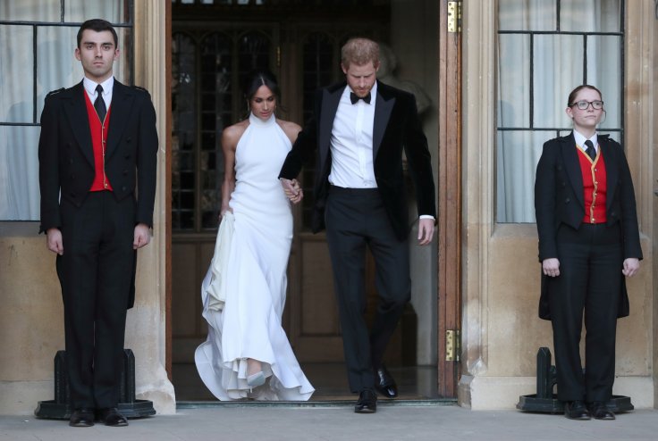 The newly married Duke and Duchess of Sussex, Meghan Markle and Prince Harry, leaving Windsor Castle after their wedding to attend an evening reception at Frogmore House, hosted by the Prince of Wales Windsor, The newly married Duke and Duchess of Sussex, Meghan Markle and Prince Harry, leaving Windsor Castle after their wedding to attend an evening reception at Frogmore House, hosted by the Prince of Wales Windsor,